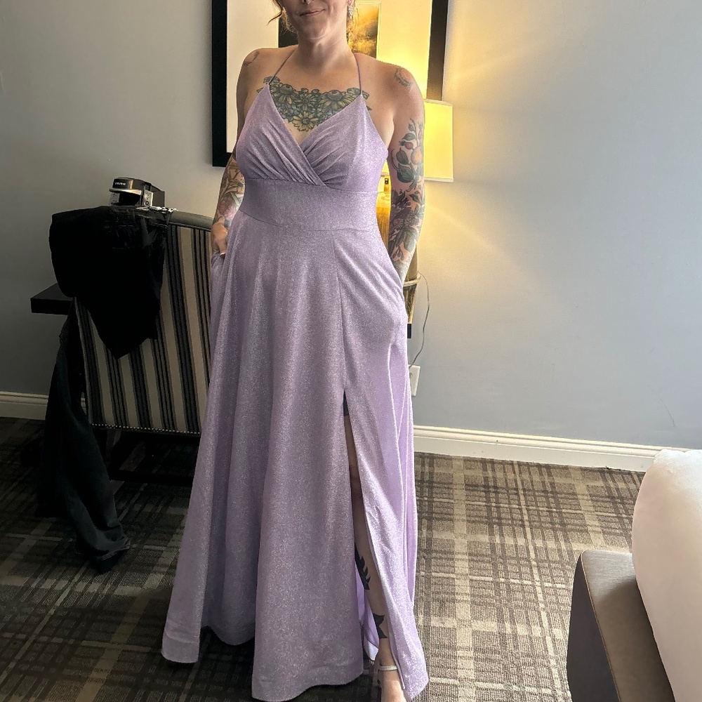 Lavender formal gown from David’s Bridal - it has pockets